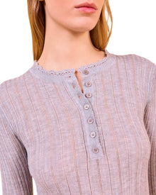 Ulla Johnson | Womens | Delia Henley Knit Top | gray