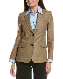 rag & bone | Womens | Frank Poplin Plaid Linen Blazer | Brown