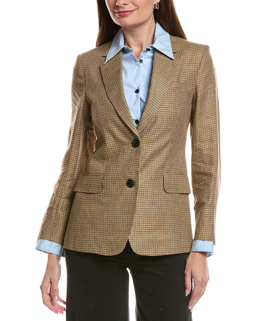 rag & bone | Womens | Frank Poplin Plaid Linen Blazer | Brown