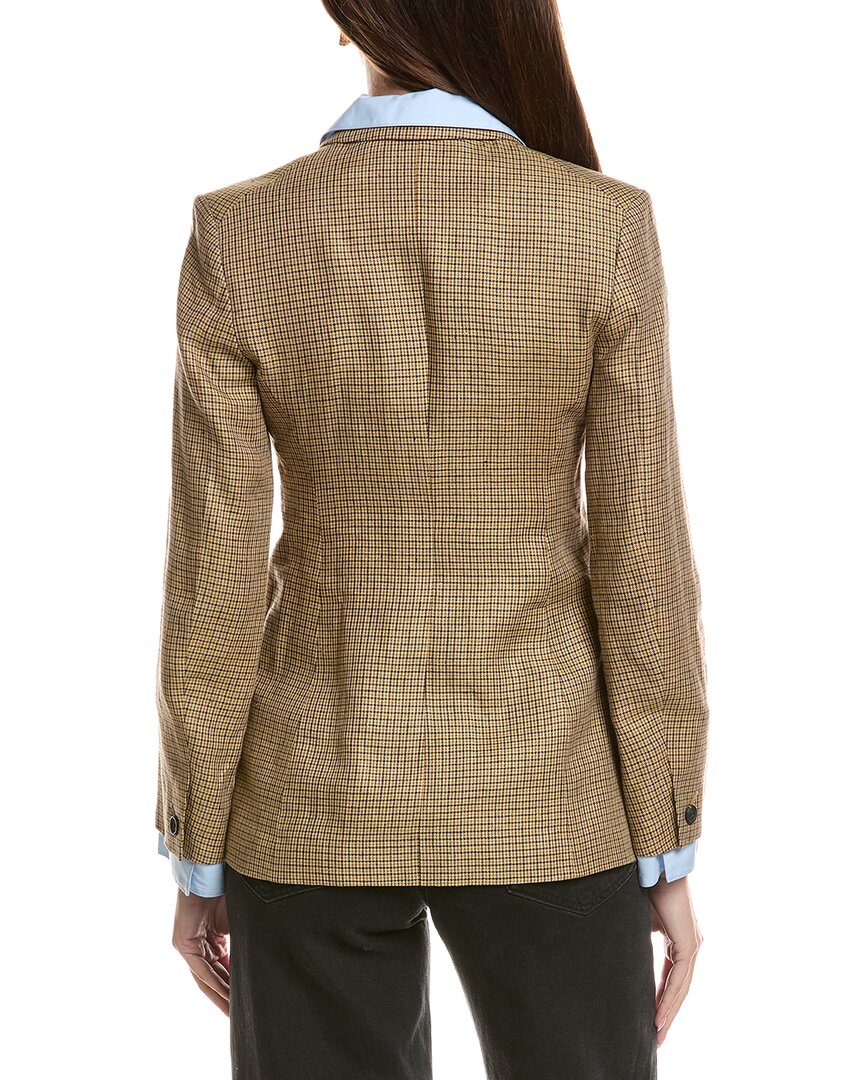 rag & bone | Womens | Frank Poplin Plaid Linen Blazer | Brown