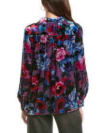 Johnny Was | Womens | Velma Button-Down Silk-Blend Shirt | Blue