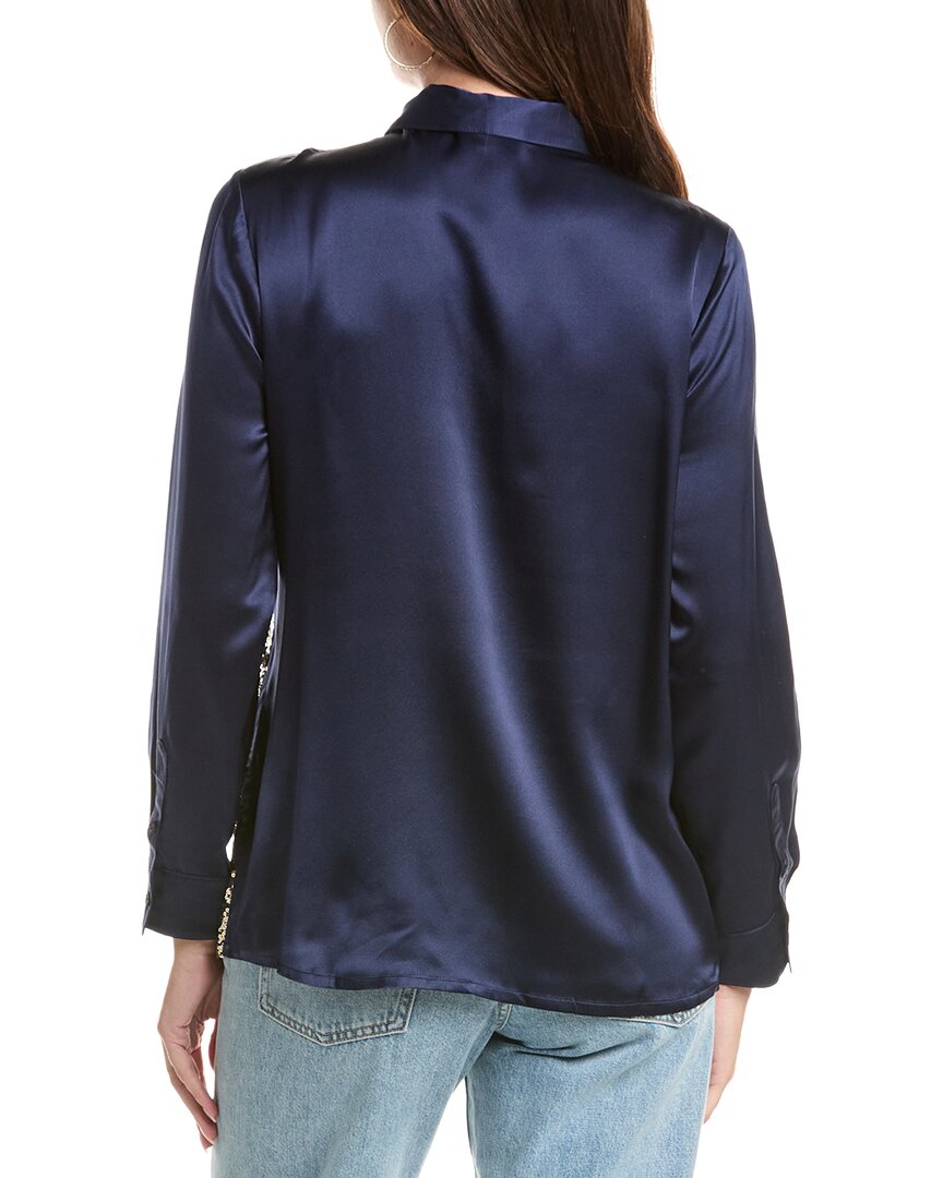 Johnny Was | Womens | Selya Sequin Tie Shirt | Navy