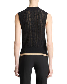 Vince | Womens | Cable Double Layer Wool-Blend Shell | Black