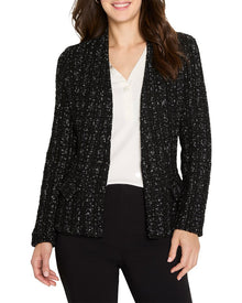 NIC+ZOE | Womens | Metallic Grid Knit Jacket | Black