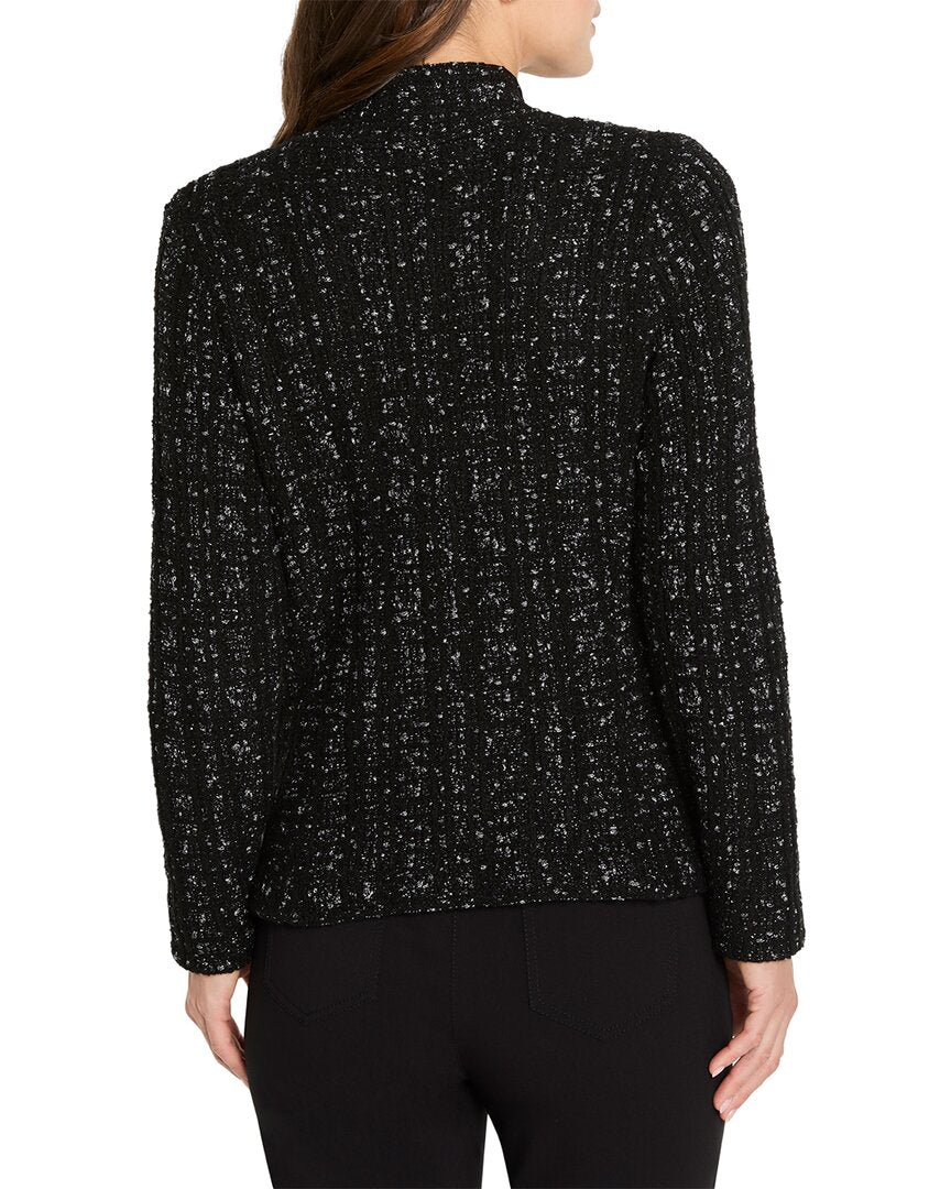 NIC+ZOE | Womens | Metallic Grid Knit Jacket | Black