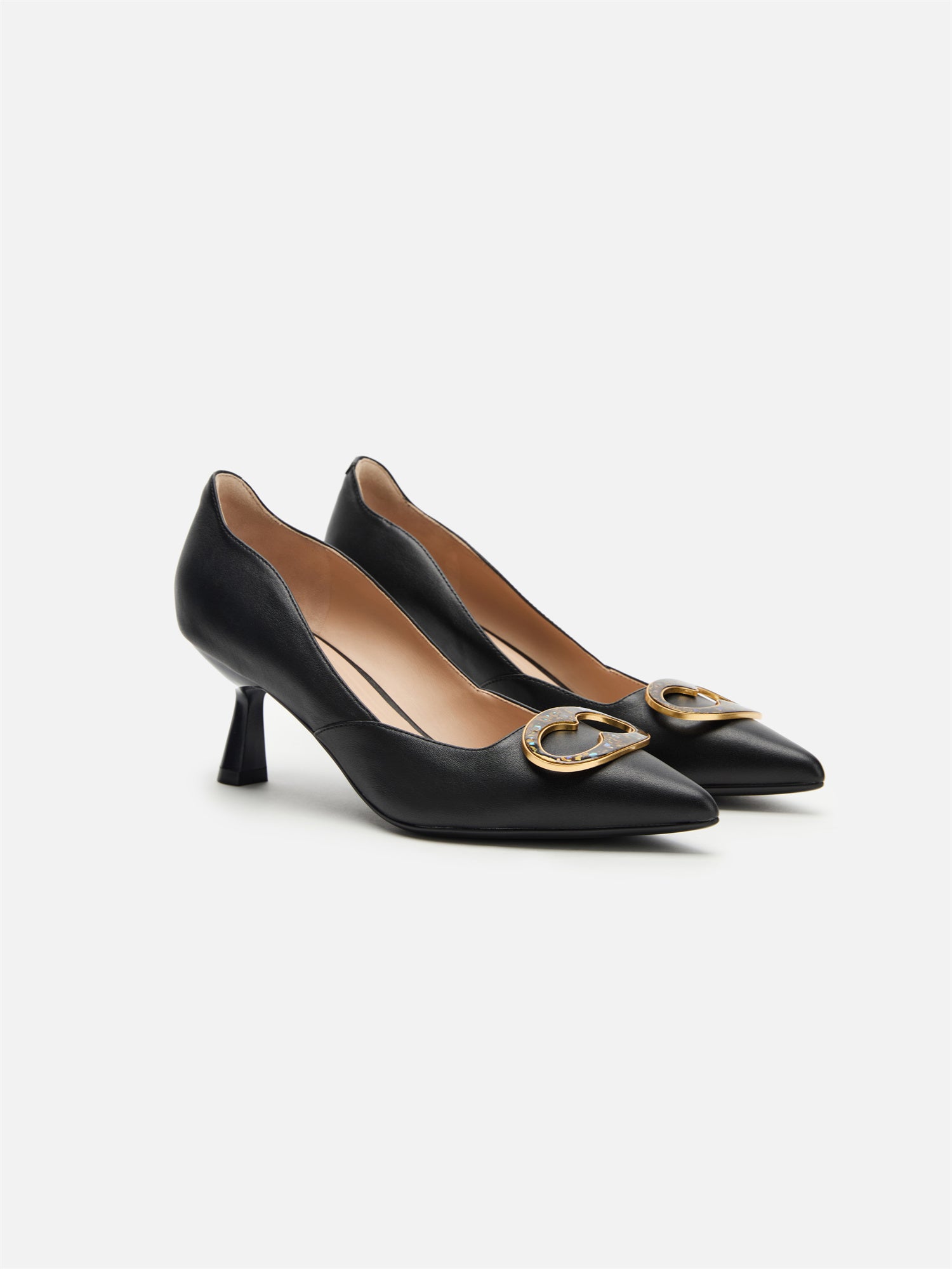 Mother-of-Pearl Fulu Decorative Buckle Flats | Black