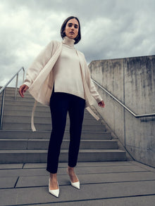 Womens | Atlas Merino Belted Cardigan | Ivory