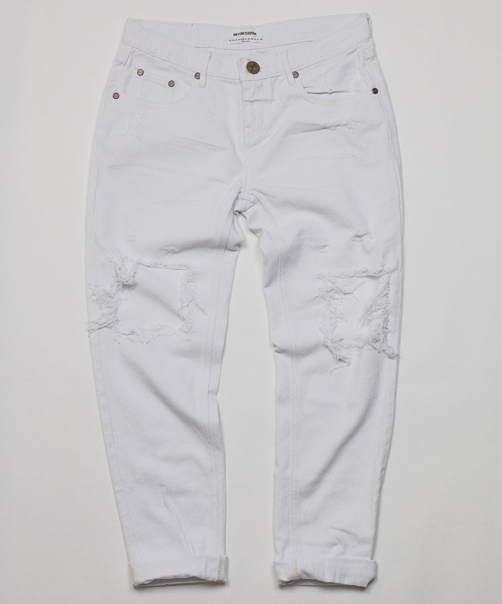 Awesome Baggies Low Waist Straight Leg Denim Jeans | White Beauty