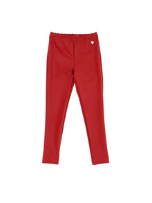 Girls | Coated Fabric Leggings | Ruby