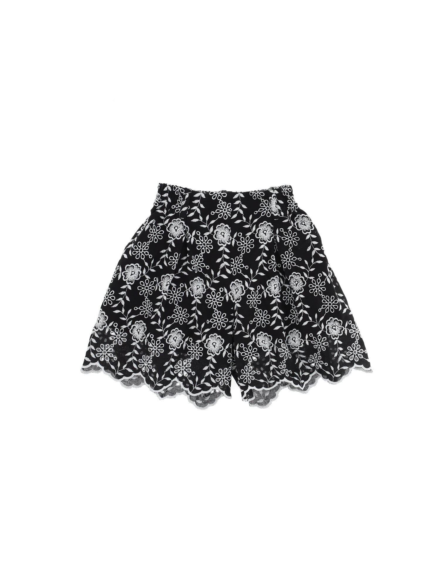 Girls | Broderie Anglaise Shorts With Flowers | Black