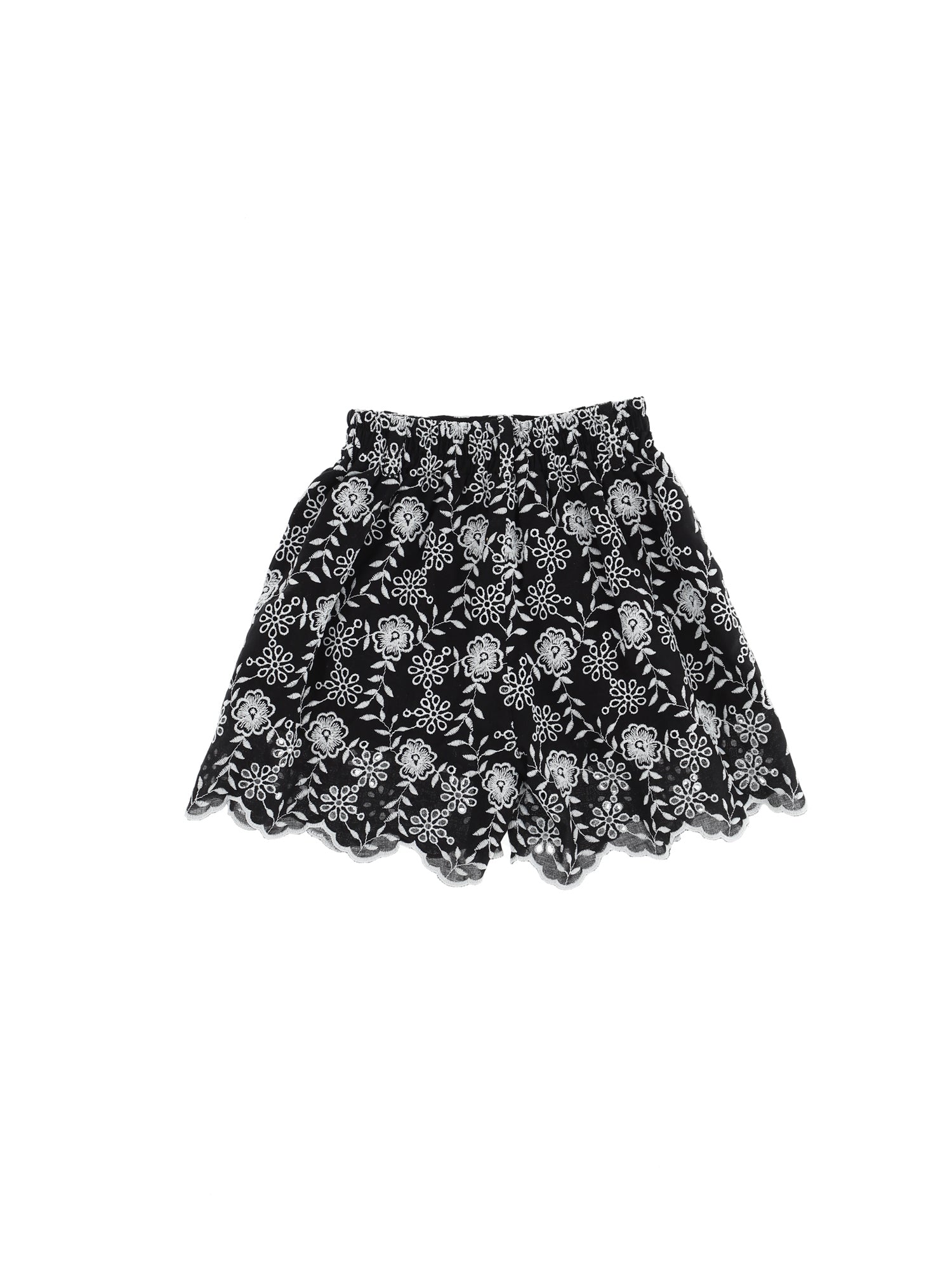 Girls | Broderie Anglaise Shorts With Flowers | Black