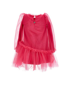 Girls | Tulle Dress With Blouse Sleeves | Fuchsia