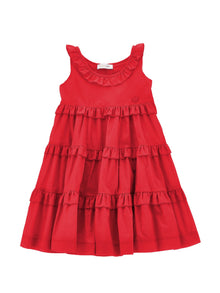 Girls | Flared Muslin Dress | Red