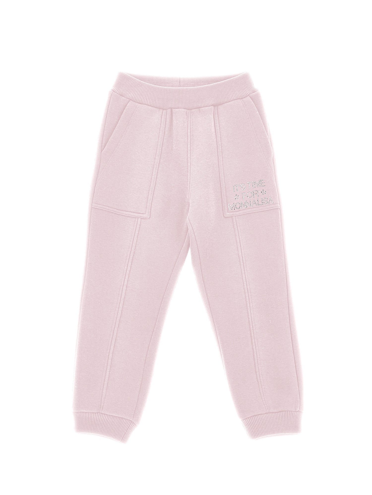 Girls | Heavyweight Fleece Joggers With Rhinestones | Light Onion