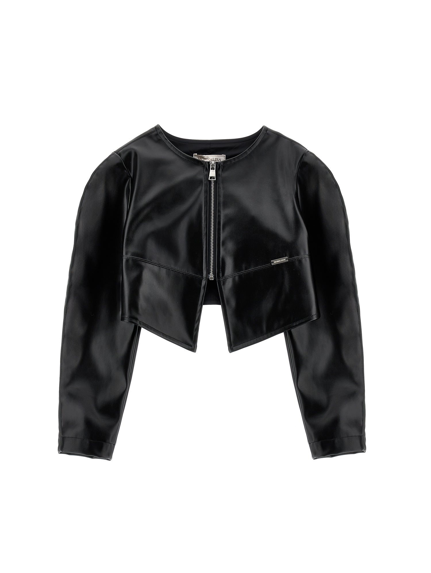 Girls | Coated Fabric Bolero With Zip | Black