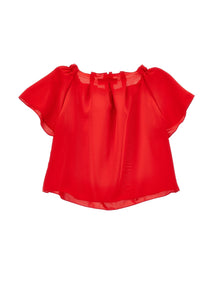 Girls | Cropped Line Satin Top | Red