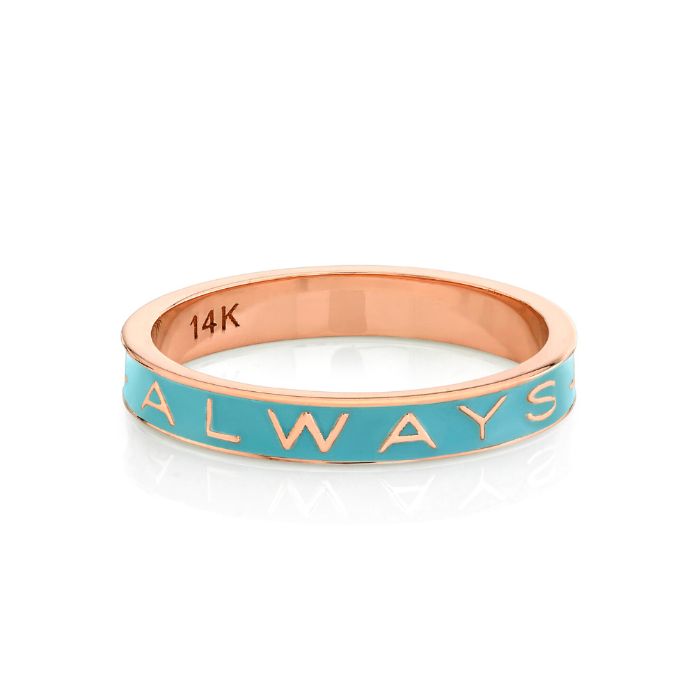 Women | "Always" Gold Memory Ring – Robin's Egg Blue Enamel | 14k Rose Gold