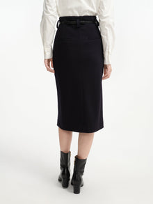 Wool Midi Skirt | Navy