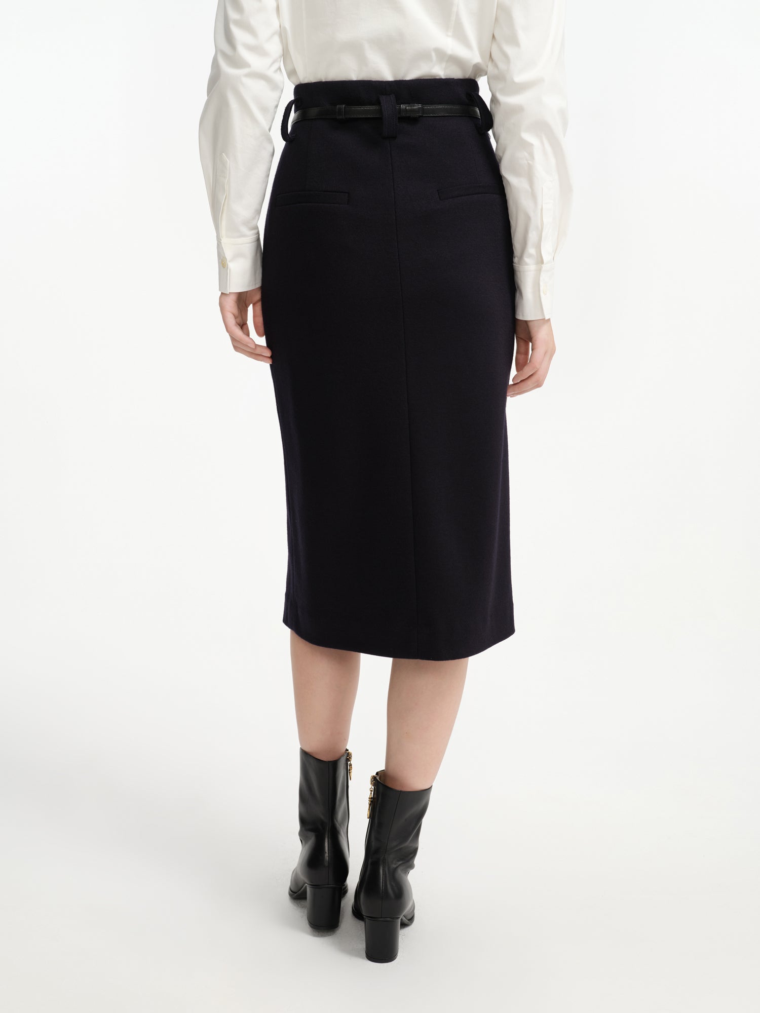 Wool Midi Skirt | Navy