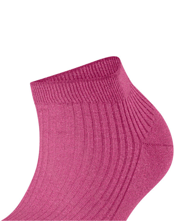 Womens | Shiny Rib Sneaker Socks | Fuchsia