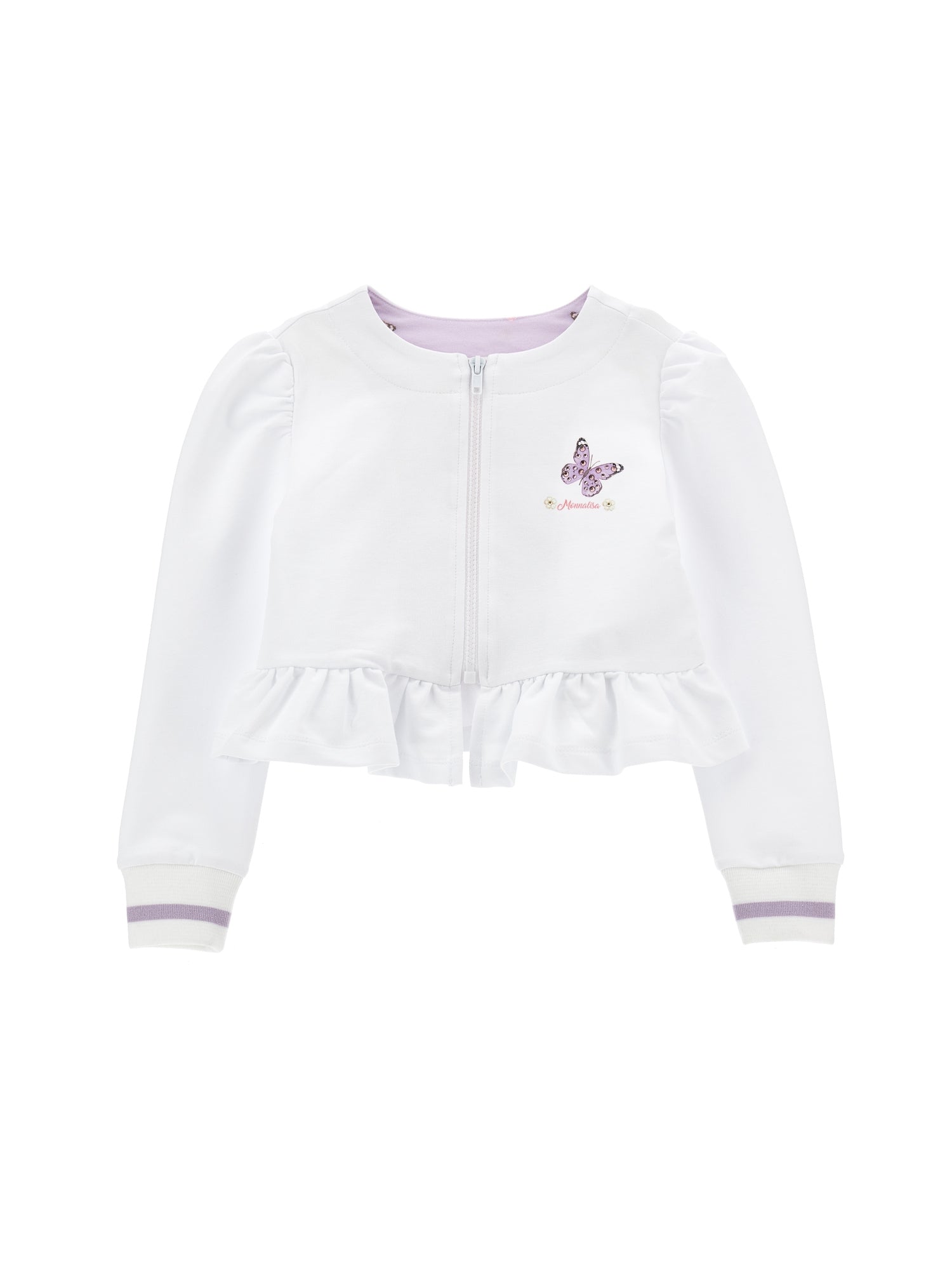 Girls | Open Rapunzel Sweatshirt With Trim | White/Wisteria