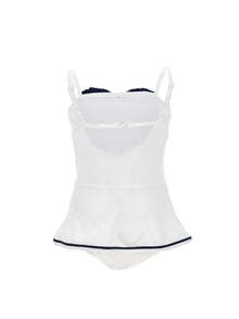 Girls | One-Piece Swimsuit With Heart | White/Blue
