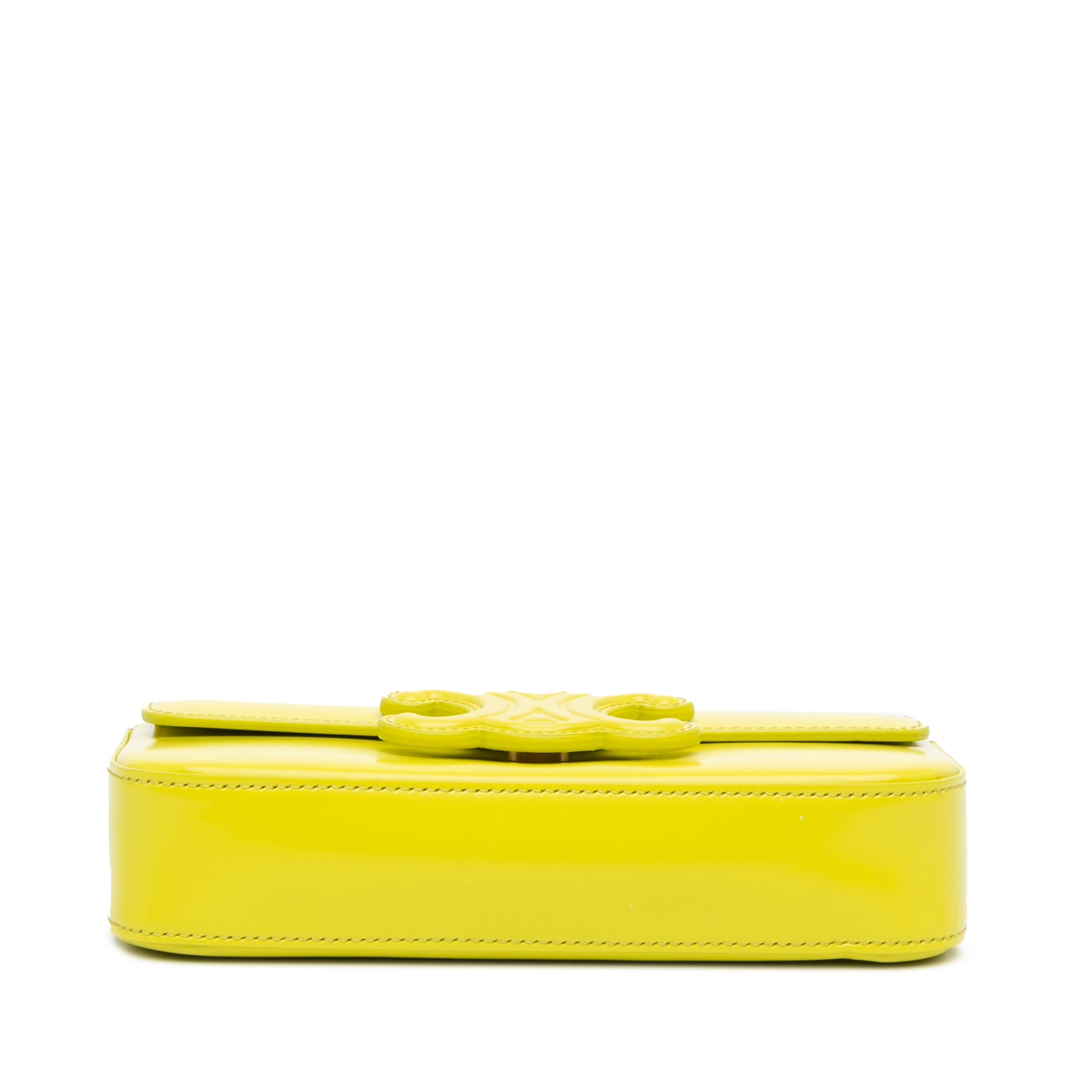 Celine | Pre-Owned Calfskin Cuir Triomphe Chain Shoulder Bag - II | Yellow/Neon Yellow