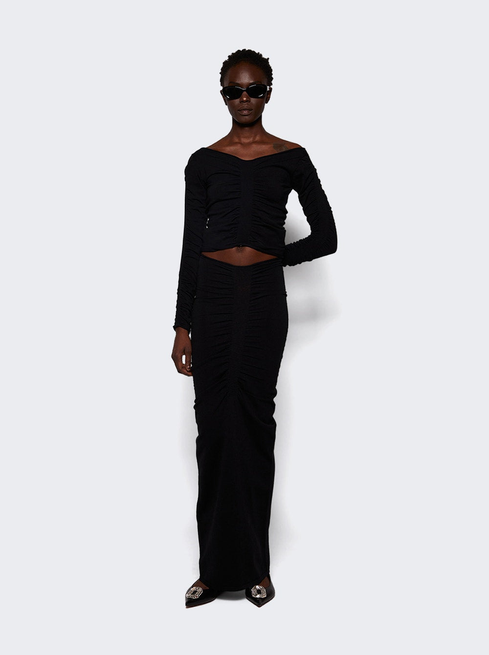 Women | alexanderwang | Ruched Midi Skirt Black