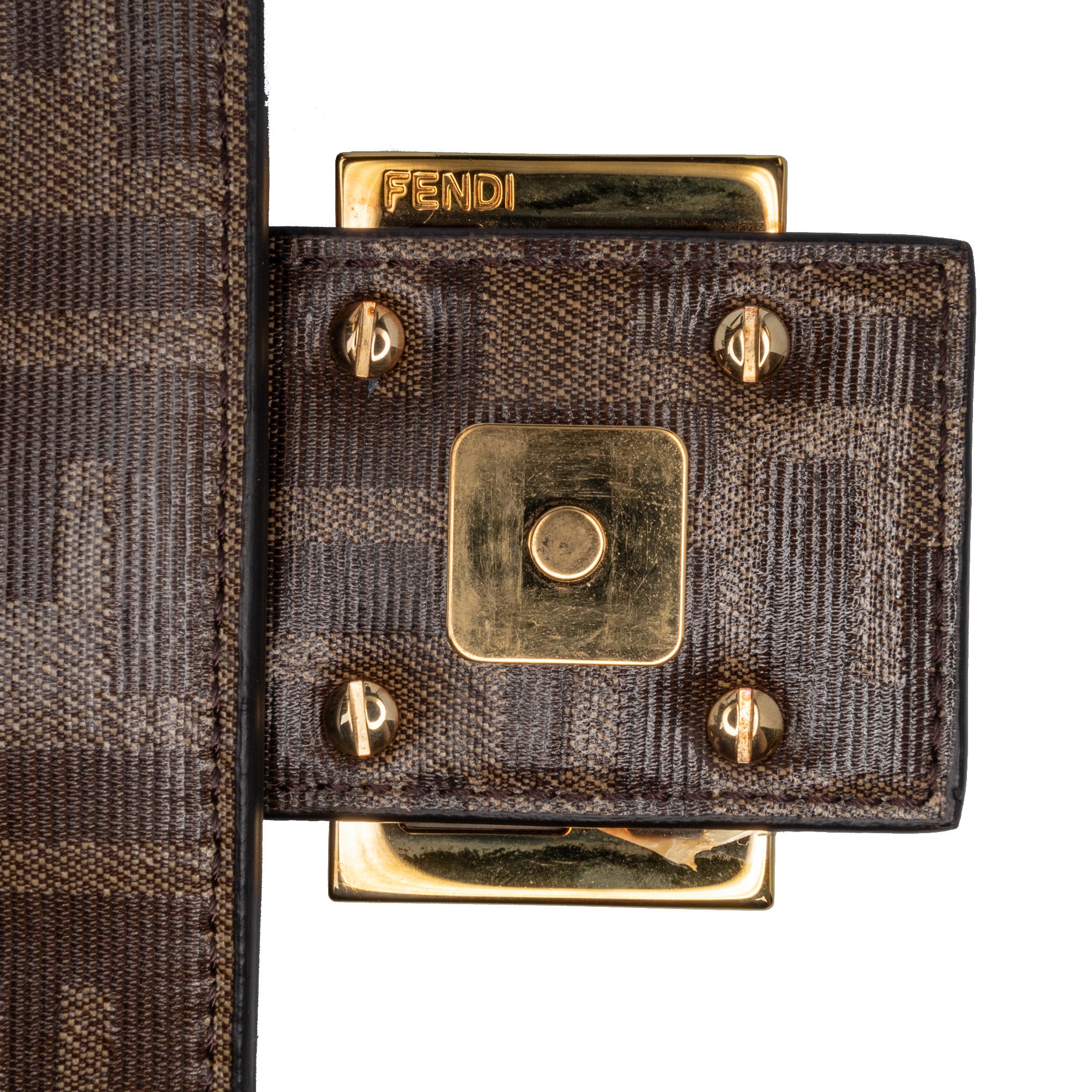 Fendi | Pre-Owned Zucca Glazed Fabric Cage Baguette Satchel - I | Brown