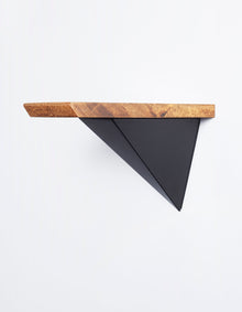 small 10 inch wood shelf, pyramid bracket shelving system, modular furniture for nomadic living