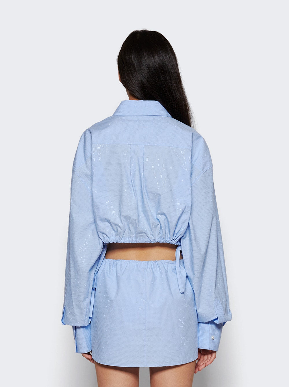 Women | alexanderwang | Cropped Drawstring Blouse Chambray | Blue