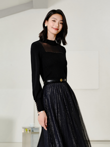 Elegant Wool Knit Sweater | Black