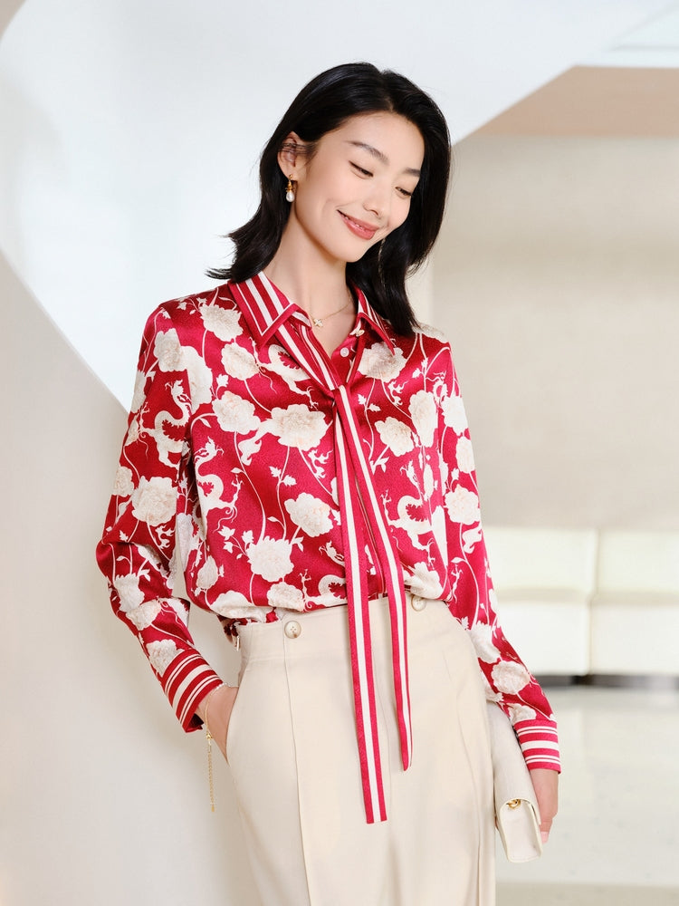 Silk Printed Shirt | Red