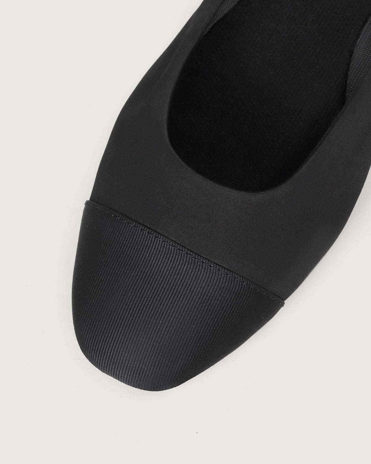 Enfiis Black Satin Square Toe Ballet Flats | Black