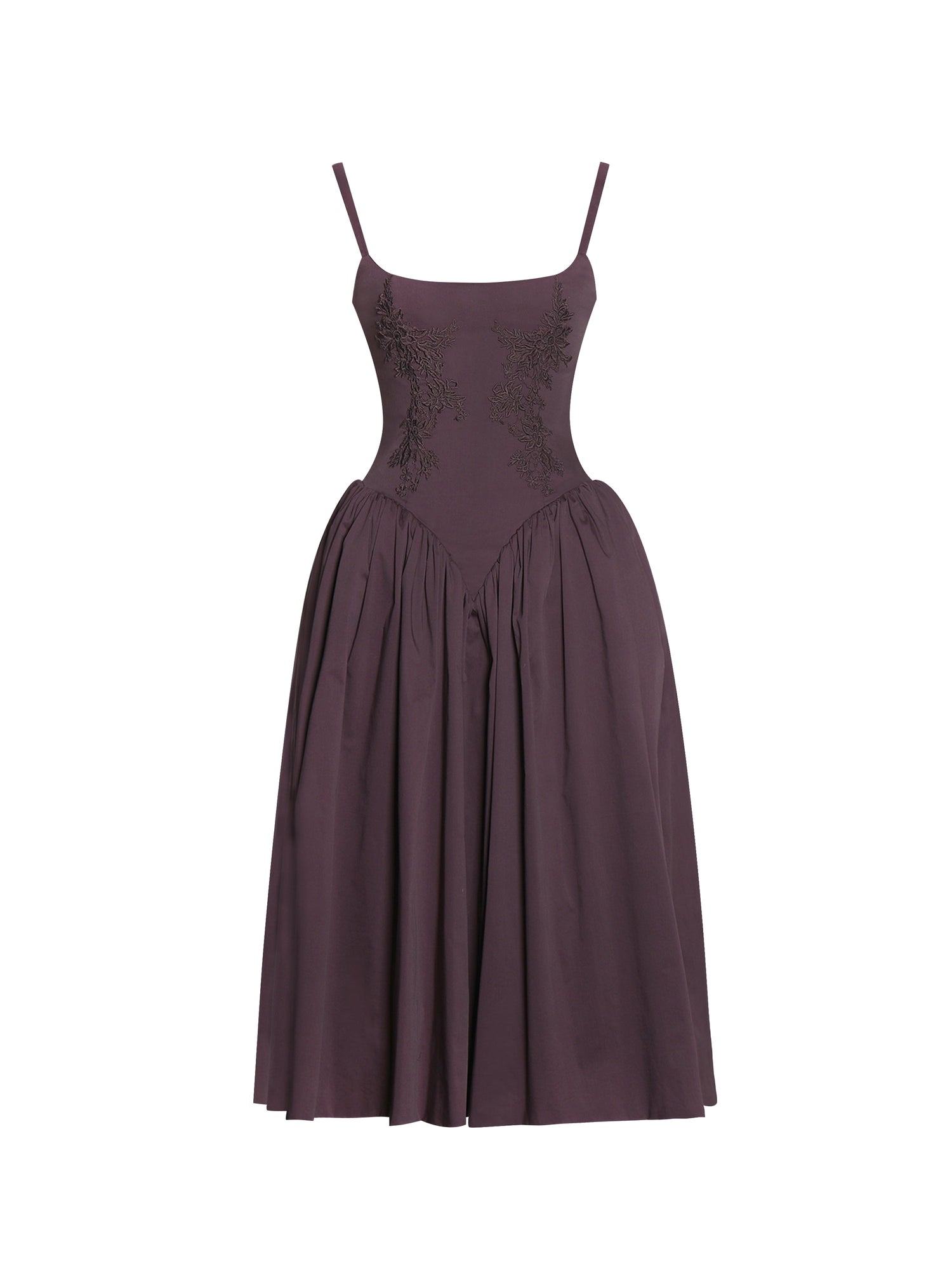 Oakleigh Blackberry Purple Cotton Lace-up Back Midi Dress | Black