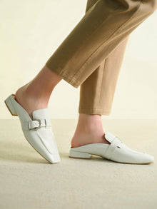 Low-heeled Muller Slippers | Grey