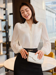 Silk Classic Straight-Cut Shirt | White