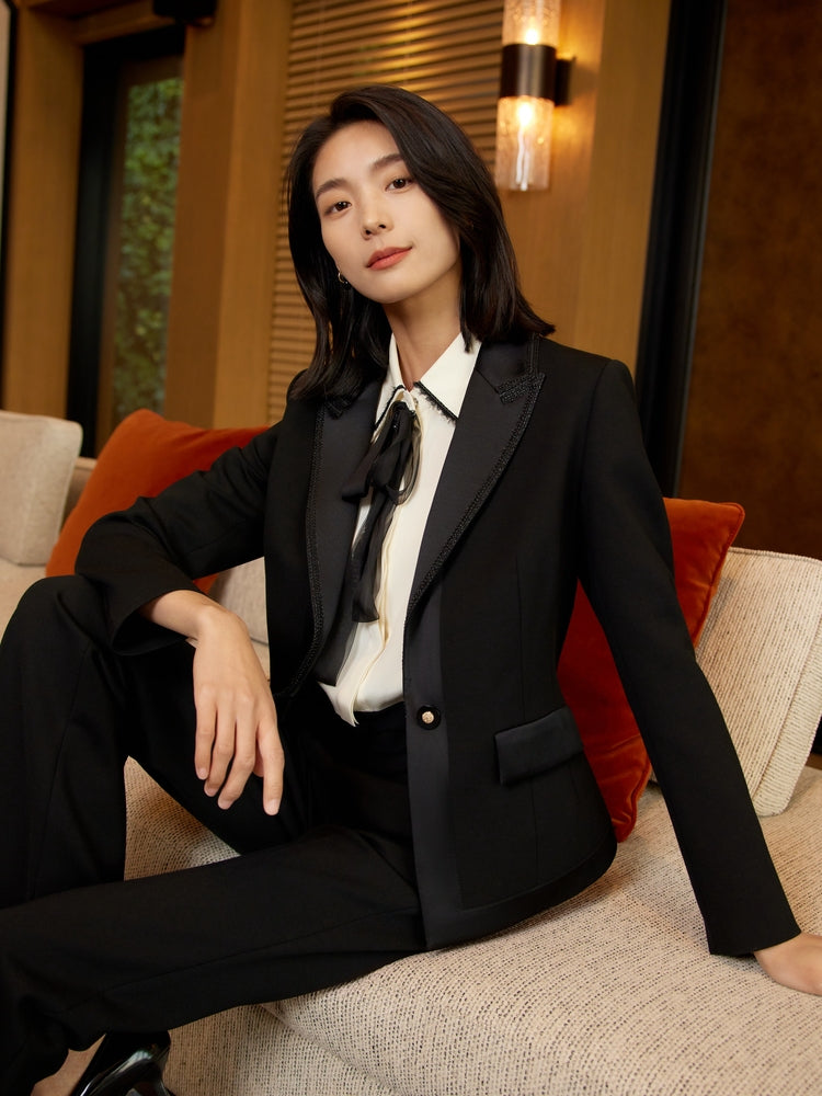 Merino Wool Suit Jacket | Black