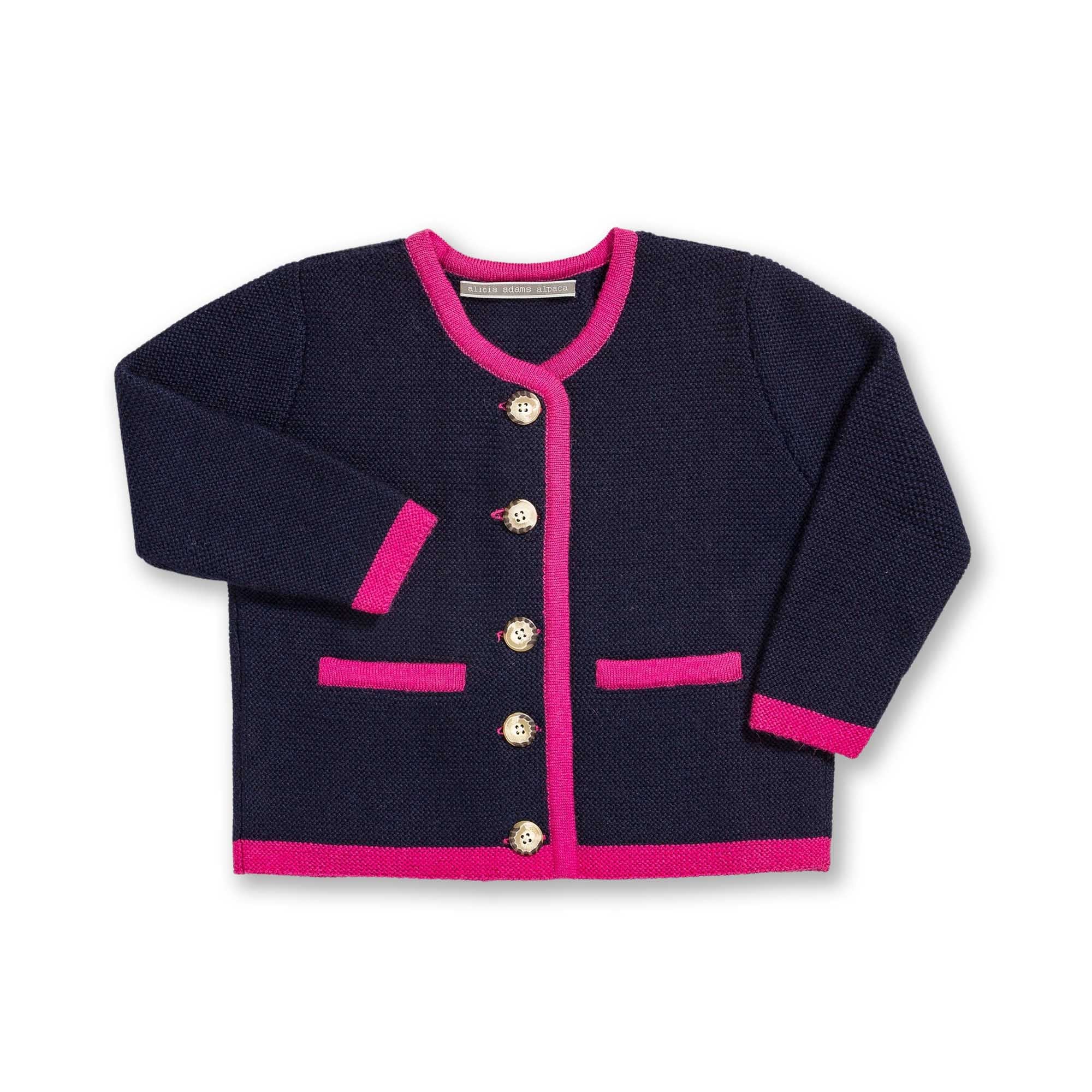 Kids | Salzburg Cardigan | Navy / Hot Pink