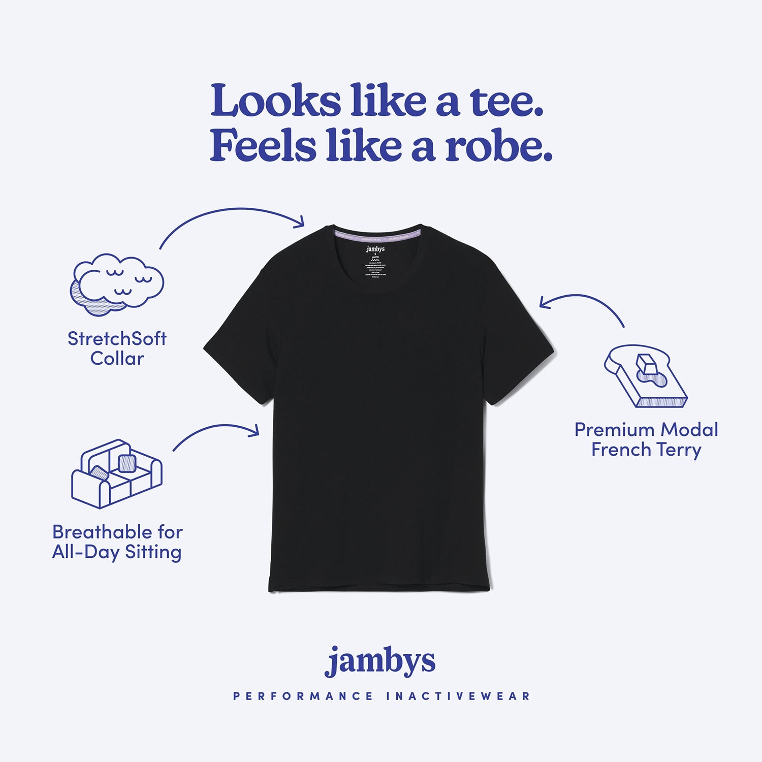 Modal French Terry Lounge Tee | Black