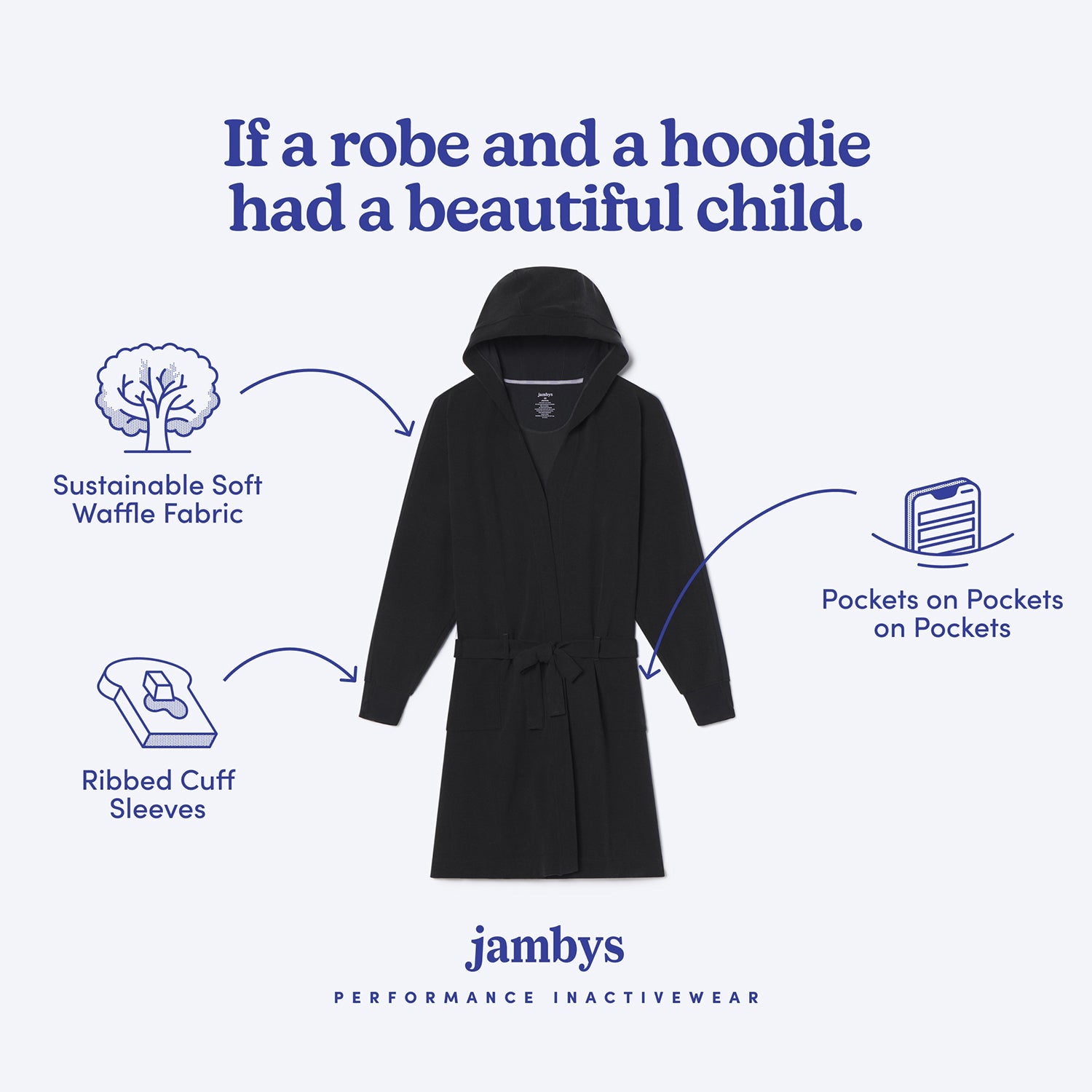 Modal Waffle Spa Robe | Black