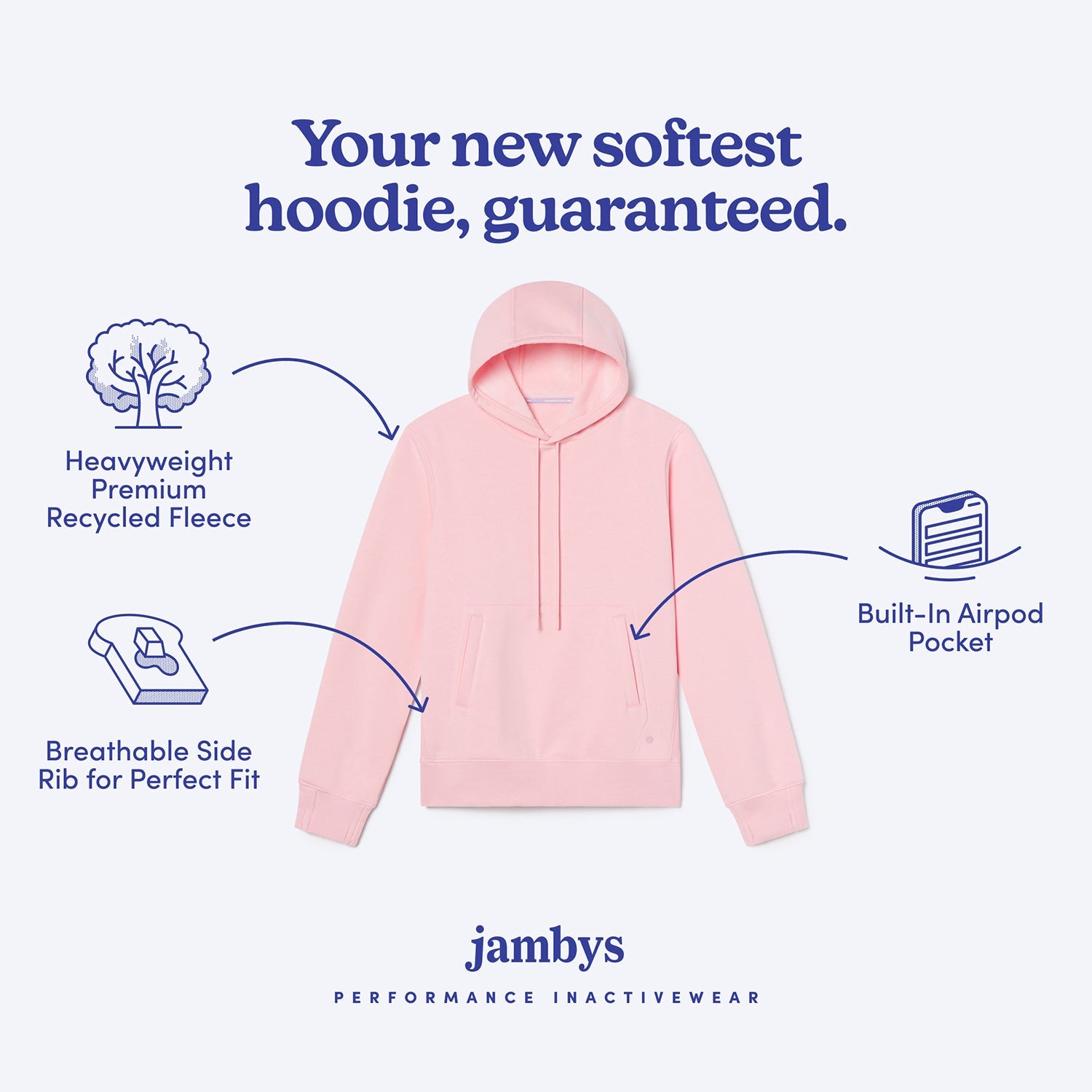 Heavyweight Recycled Fleece Hoodie | Flamingo