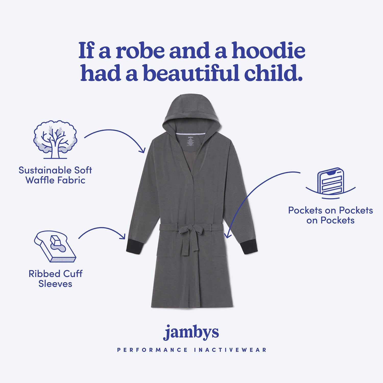 Modal Waffle Spa Robe | Gray/Black