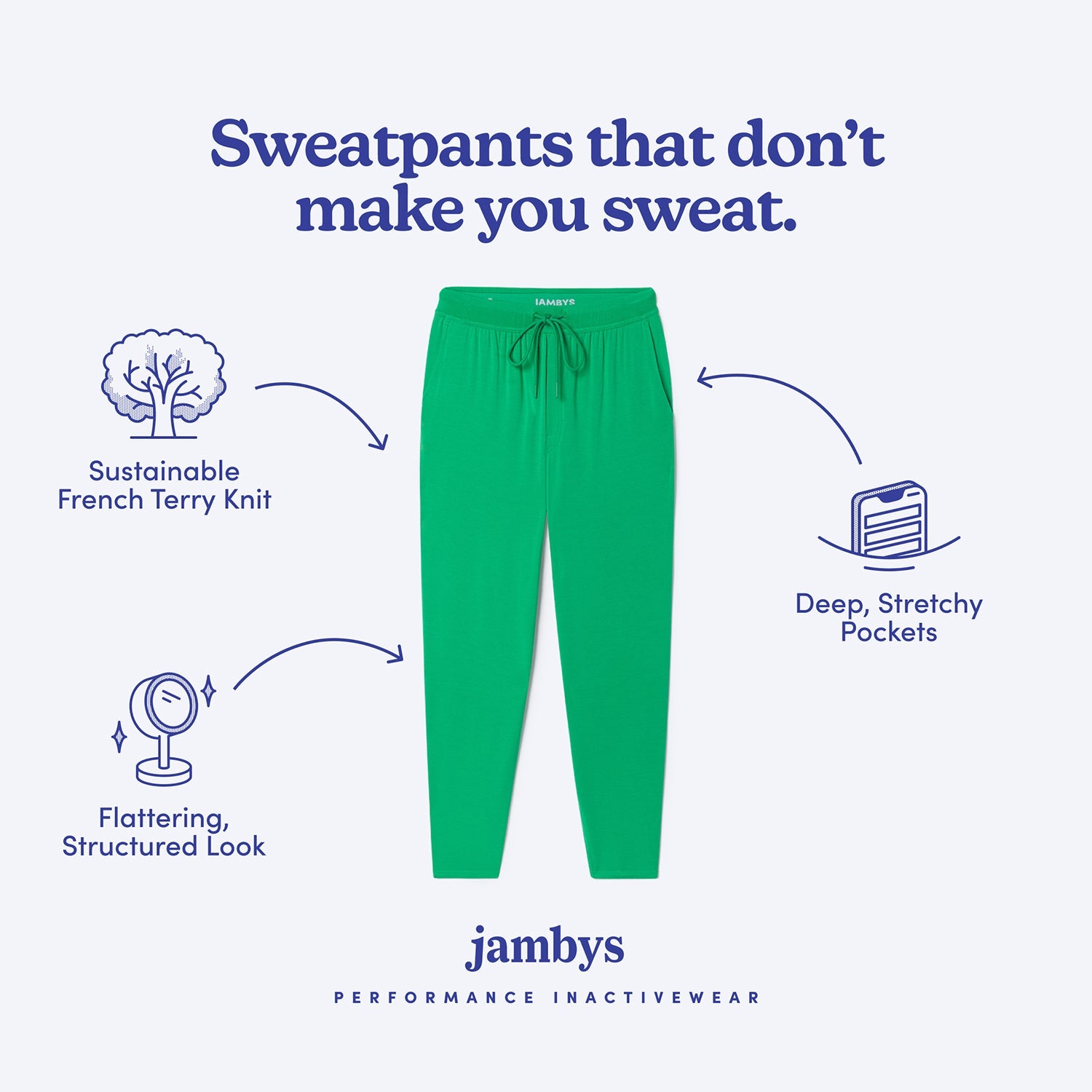 Breathable Modal French Terry Sweatpants | Jade