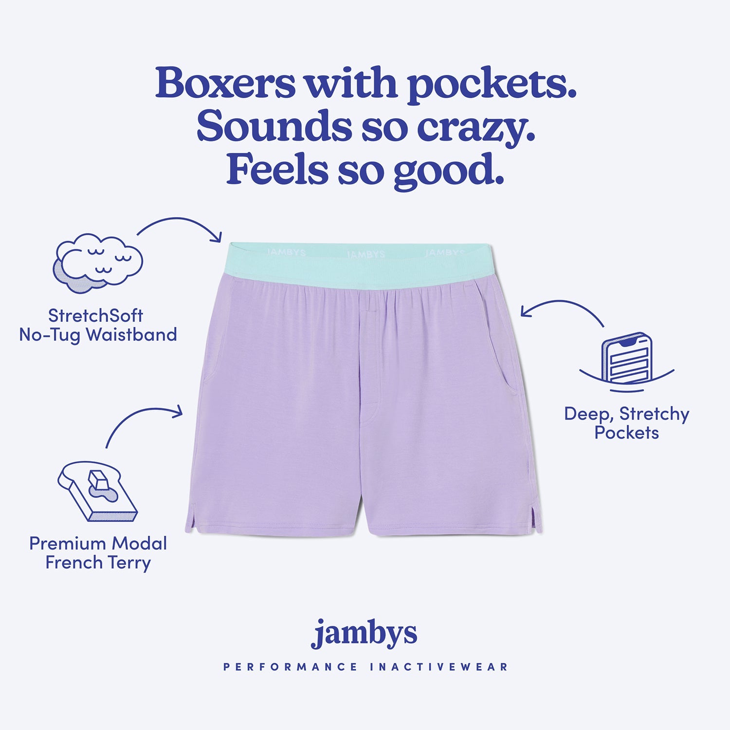 Modal Boxer Lounge Shorts | Boxers with Pockets | Lavender/Mint