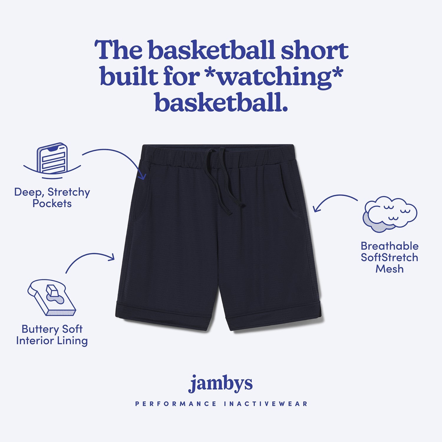 Lined Mesh Lounge Shorts | Navy