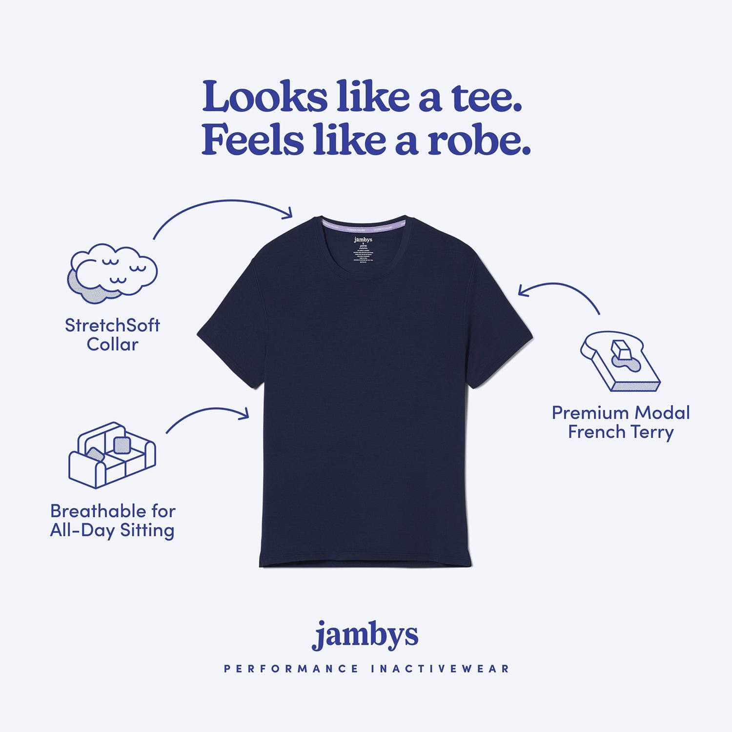 Modal French Terry Lounge Tee | Navy