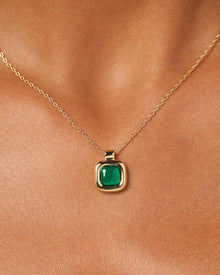 Clara Pendant | 14K Gold on Brass | Green Onyx