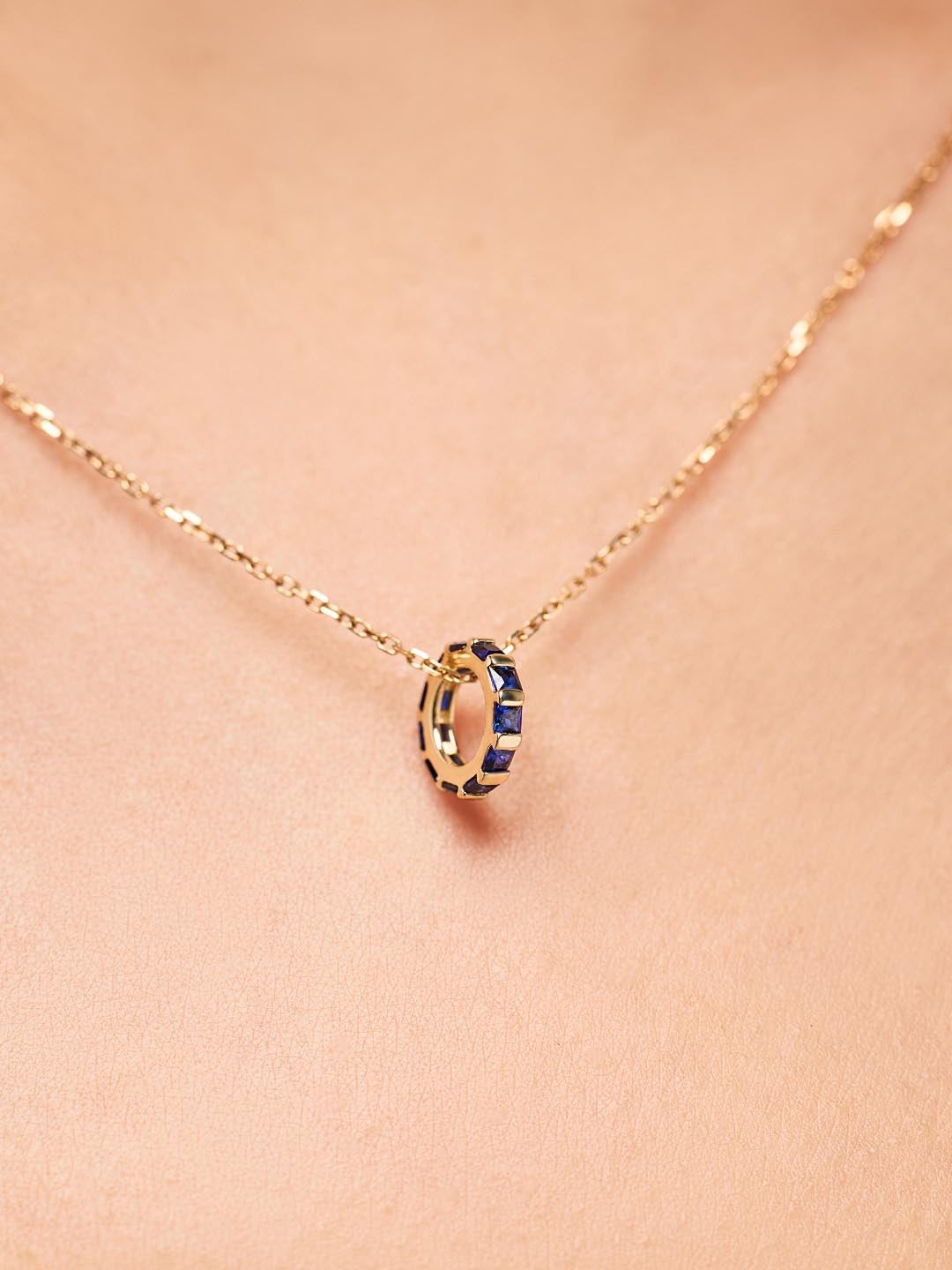 Blue Sapphire Zeno Charm | 10K Solid Gold | Blue Sapphire