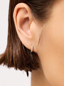 Double Row Huggies Hoop Earrings | 10K Solid Gold | Diamonds